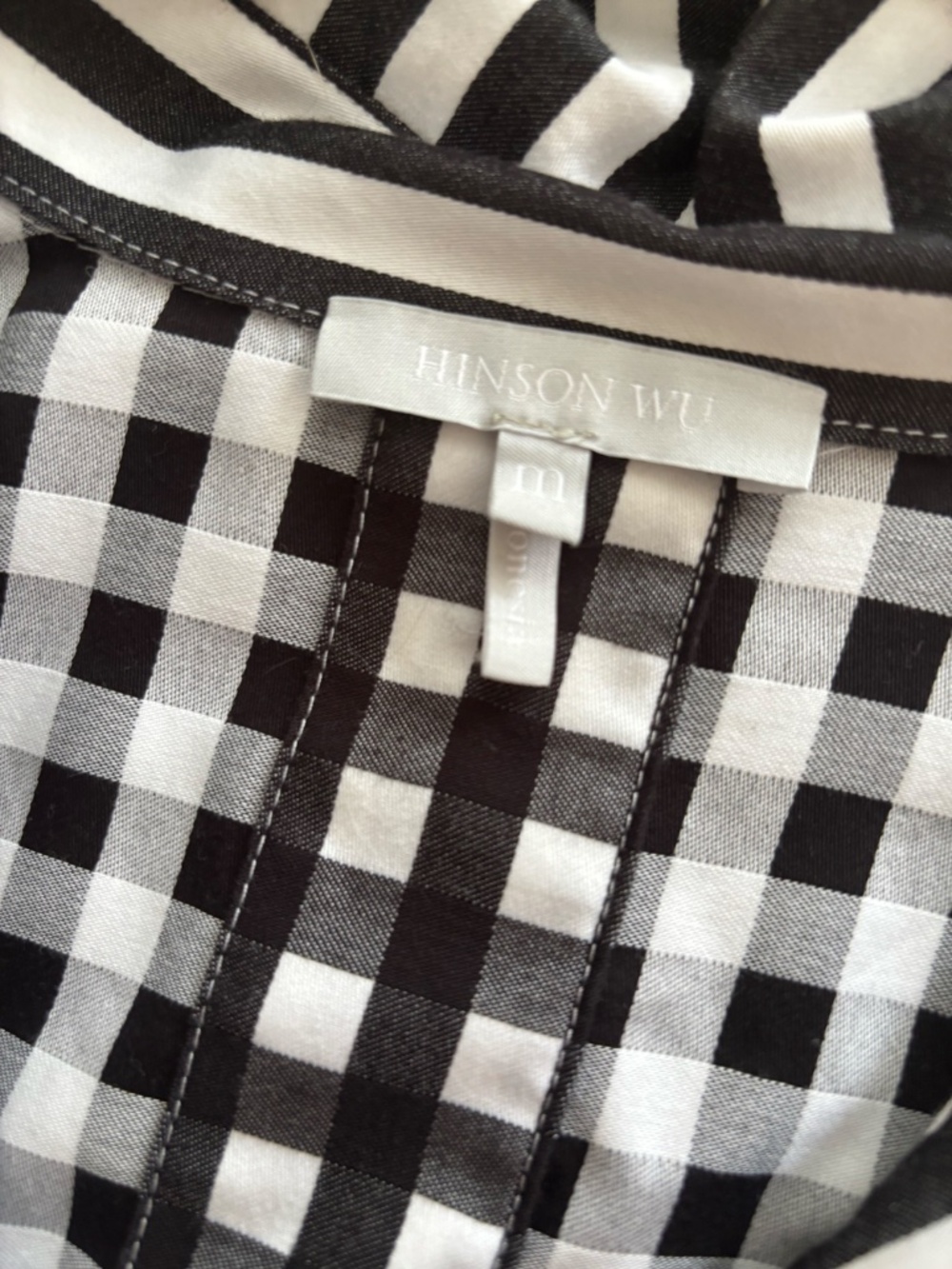 NWOT Hinson Wu "Aileen" dress black gingham stripe - medium - Picture 2 of 9